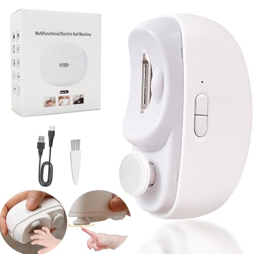 Image of Bufccy Electric Baby Nail Clippers, 2-in-1 Polished Automatic Baby Nail Trimmer, Safe & USB Rechargeable Baby Nail File with Nail Clip Storag, LED Light, Nail Clipper Suitable for Babies, Kids