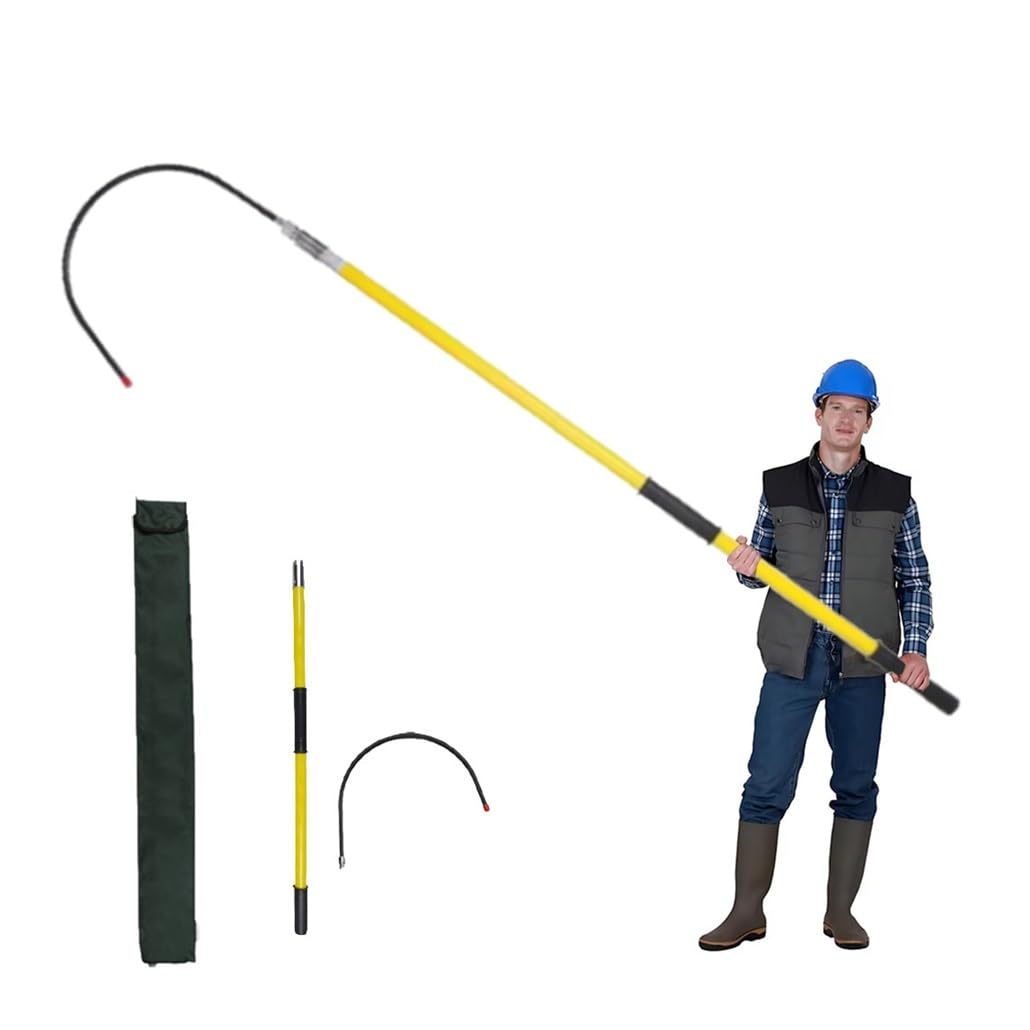 JKJZSALJ Fiberglass Electrical Rescue Hook, 10-220 Kv Factory Hotstick With Non-Slip Handle, 3.3-9.8' Reach And 18' Opening, Supports 220 Lbs,Yellow,1.5m/4.9ft