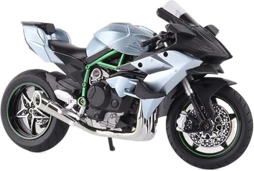 Image of Police Motorcycle Toy - Pull Back Motorcycle Toys, Tiny Gift with Music Lighting, Latte Motorcycles Toy for Kids Boys Age 3-8 Year Old [Multicolor] (1:9 Scale Kawasaki Ninja H2R-Big-Silver)