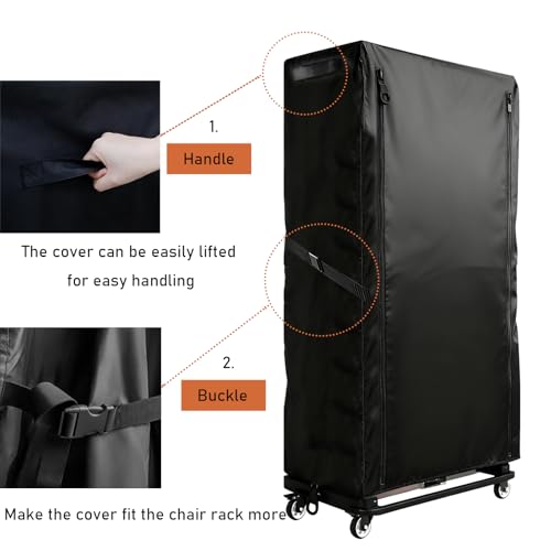 Image of Folding Chair Rack Cover for VEVOR Folding Chair Rack | Waterproof Chair Cart Cover, Dust proof Chairs Storage Dolly Chairs Holder Covers- 46 inch L x 20 inch W x 72 inch H