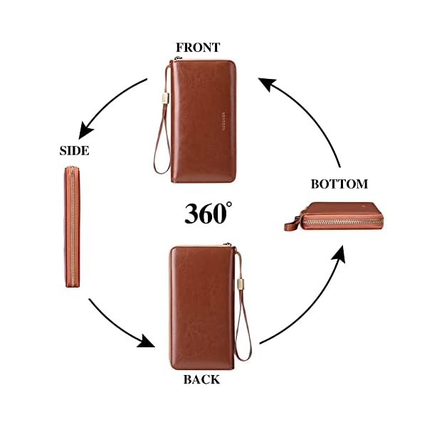 SENDEFN Women Leather Wallets RFID Blocking Zip Around Credit Card Holder Phone Clutch - Image 7