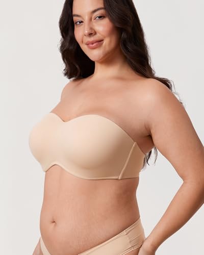 Image of DELIMIRA Women's Strapless Bra Minimizer Seamless Underwire Unlined Bandeau for Big Bust