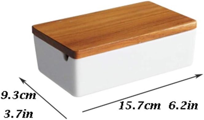 Butter Dishes Square Butter Box Butter Cutting Box Simple Ceramic Flour Box Butter Storage Box Teak Cover Kitchen Refrigerator Freshness Box Butter Container (Size : Medium)