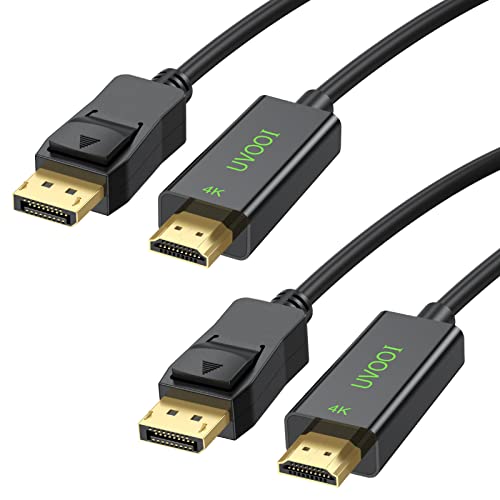Displayport To Hdmi Cable 4K 6 Feet, Uvooi Uni-Directional Uhd Displayport (Dp) To Hdmi Adapter Cable Compatible For Lenovo, Hp, Dell, Gpu, Amd, Nvidia, More -2 Pack #TOP14