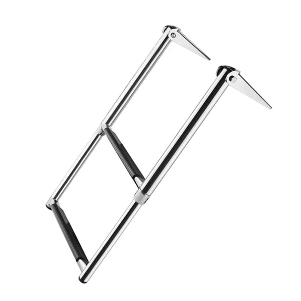 Folding Boat Ladder,Stainless Steel Telescoping Out-Board Swim Ladders 2 Step for Marine Yacht Swimming Dock(58CM)