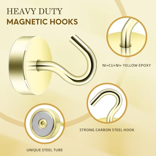 Image of Neosmuk Magnetic Hooks Steel Tube Design for Cruise,40lb+ Gold,10 Pack
