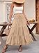 Casual All-Match Solid Color Drawstring A-line Skirt, Women's Casual A-Line Maxi Skirt with Drawstring Waist (Khaki,X-Large)