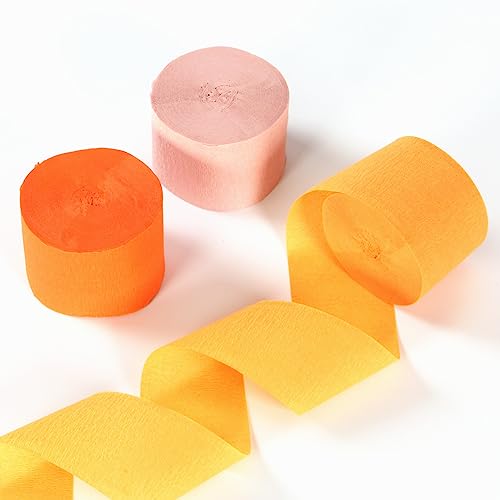 Image of Pink Orange Groovy Party-Decorations Streamers - 8 Rolls Fall Autumn Thanksgiving Harvest Crepe Tissue Paper Streamer,Birthday Baby Bridal Shower Engagement Wedding Garland Decor Panduola