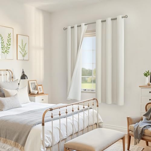 Image of YoungsTex Linen 100% Blackout Curtains 63 Inch Length for Bedroom, Full Room Darkening Thermal Insulated Short Window Drapes with Grommet Heat Blocking for Living Room, 2 Panels, 38 X 63 Inch