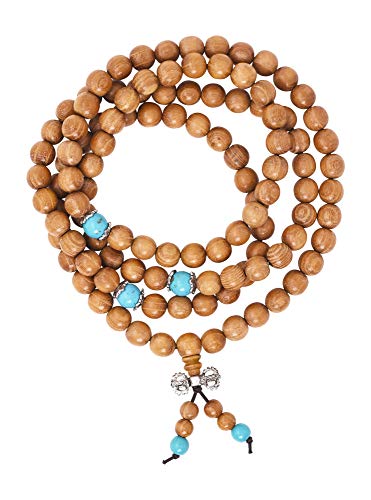 Mandala Crafts Wood Mala Beads Necklace â€“ Japa Mala Beads 108 Necklace â€“ 108 Mala Beads Bracelet Mala Prayer Beads Necklace for Men Women Mala Meditation Beads Iroko