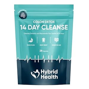 Hybrid Health Colon Cleanse Rapid 14 Day Detox Supplement for Men & Women | 28 High Strength Capsules | Eliminates Toxins, Promotes Gut Health | Non GMO Gut Cleanse