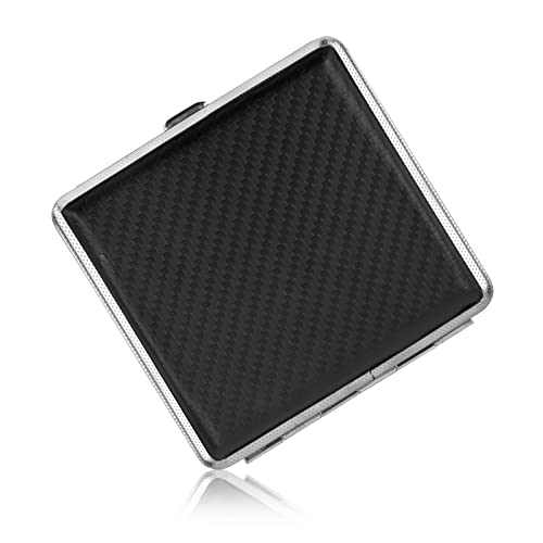 Leder Metall Zigarettenetui, Zigarettenschachtel Box Zigarettenbox Cigarette Case für 20 Zigaretten Tabakbox mit Gummiband und Schnappverschluss, Zigarettenzubehör für Hosen- und Hemdtaschen Cover