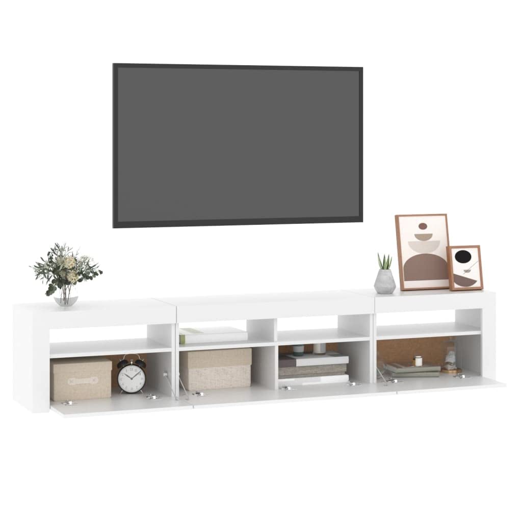 Mueble de TV con luces LED, color blanco, mueble de TV, aparador, 210 x 35 x 40 cm