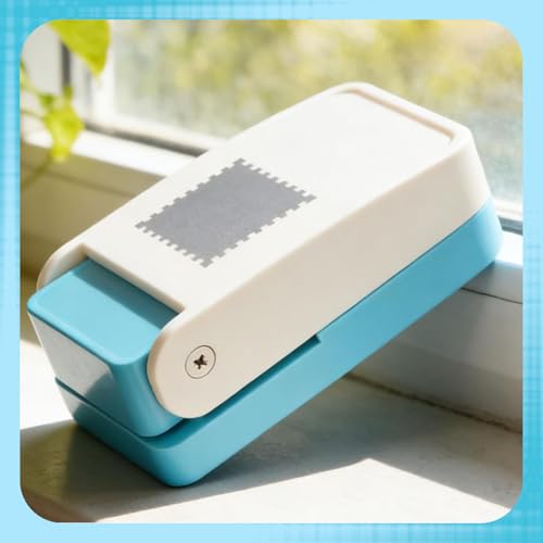 Image of Stamp Puncher, Postage Stamp Punch and Paper Punch Tool for Scrapbooking, Card Making and Gift Wrapping Projects, Light Blue Craft Cutter