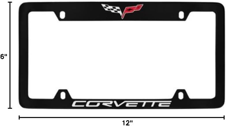 Chevrolet Corvette C6 Black Coated Metal Top Engraved License Plate Frame Holder