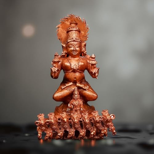 SEARCHERS PARADISE Copper Handmade SURIYA Narayana,11 cm, 400 Grams, Patina Antique Finish, Pack of 1 Piece