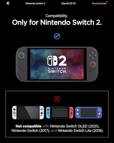 Image of Spigen EZ Fit Tempered Glass Screen Guard Protector for Nintendo Switch 2 (2025) [2 Pack]