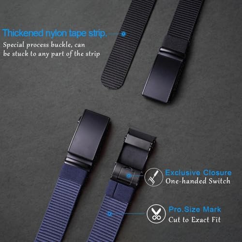 Ceinture pour homme confortable anti-serrage en nylon avec boucle automatique réglable