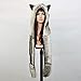 ShellKingdom Plush Novelty Animal Hat,3 in 1 Function Brown Wolf Faux Fur Full Animal Hood Hat Winter Warmer Cap