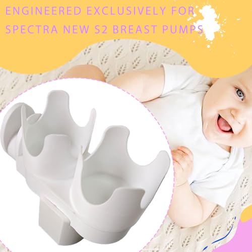 Breast Pump Bottle & Hose Holder for Spectra New S2 (Section)- Dual Bottle Organizer with Hose Wrap Arm, Space-Saving Design, Tool-Free Easy Installation (White, New Breast Pump)