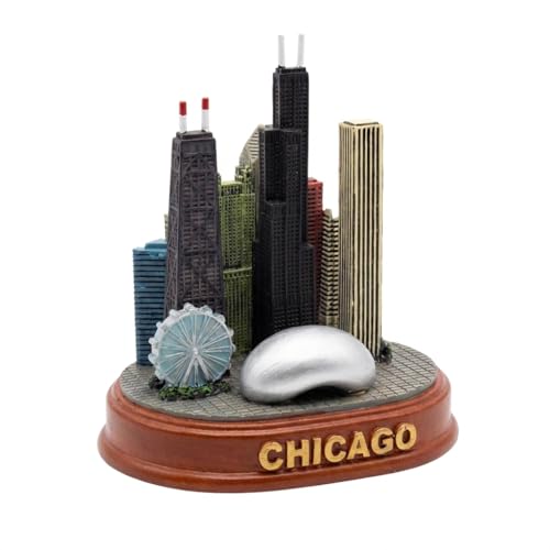 Estatua Miniatura Skyline Chicago en Resina Multicolor miniatura 2