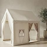 FRIEDO Kinderzelt Indoor inkl. Bodenmatte und Stabiler Holzstangen I OEKO-TEX100 zertifiziertes Baumwoll Zelt Kinderzimmer I Spielzelt und Spielhaus als Kuschelecke fürs Kinderzimmer I Play-House