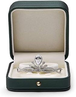 Oirlv Gorgeous Blackish Green Ring Box Premium Leather Ring Bearer Box for Wedding,Proposal Jewelry Gift Case