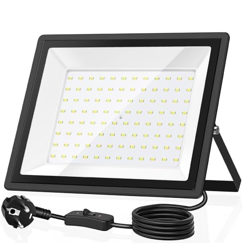 GGTU Focos LED Exterior 100W Industria,16500 lm, luz día 6500K.IP66 impermeable,disipación térmica eficiente,ahorro 85% energía.Ideal:patios,jardines,almacenes,garajes（1pcs