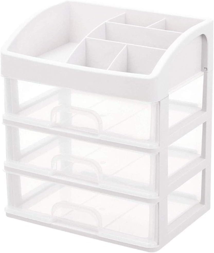 Amazon Brand - Umi 3 Layer Multipurpose Plastic Storage Drawer Box organizer for Kitchen tools, Office, Stationary, Jewellery, Lipstick, Nail Polish, Cosmetics, Countertop, Desktop Organizer