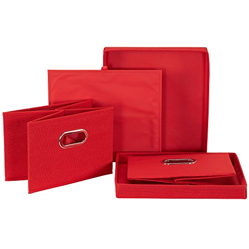Household Essentials 706-1 Bin Lids And Handles | 2 Pack | Red Fabric Box Set, Tomato, 2 Count #TOP2