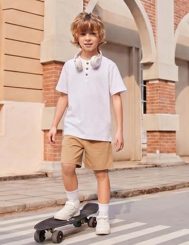 Image of Arshiner Boy's Textured Button Up Shirt and Shorts Set 2 Piece Summer Beach Outfit for 5~12 Years Kids