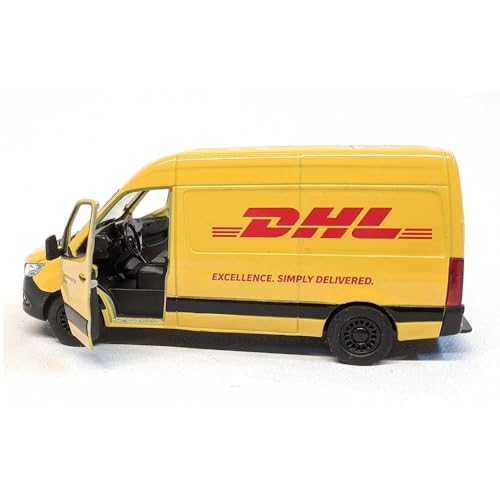 Image of Kinsfun D Dhl Mercedes-Benz Sprinter 1:46 Scale 5Inch Die Cast Metal Model Toy Cargo Van - Yellow
