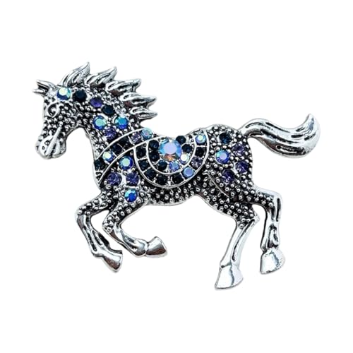 Handmade Enamel Horse Brooch With Crystal Sparkling Rhinestones Jewelry Gift