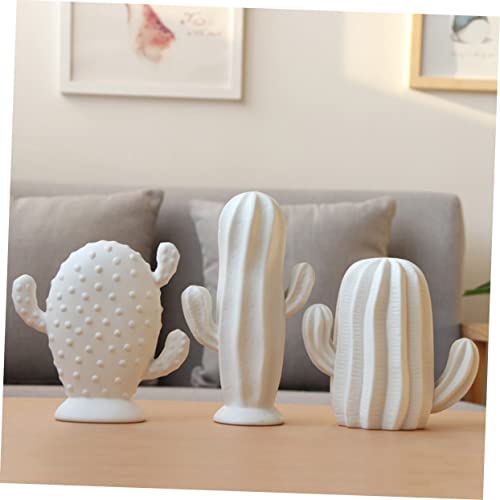 Figura de Cactus Cerámica Blanca para Decoración Hogar miniatura 5