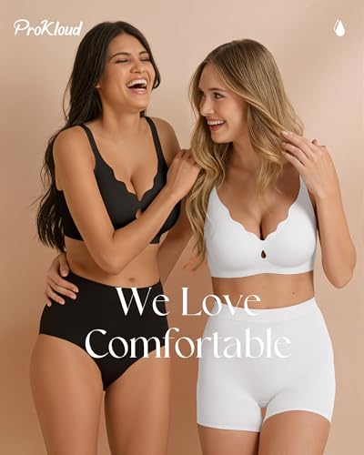 Image of ProKloud Bras for Women No Underwire Wireless Jelly Bras Full Coverage Seamless Push Up Bralettes Support Tshirt Bra