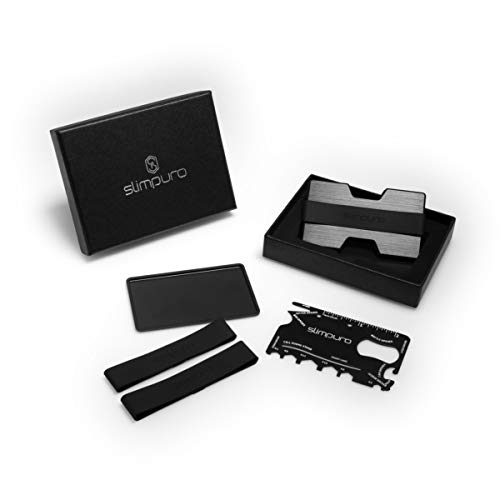 Premium Aluminium Creditcardhouder met Muntvak en Geldclip Nano - RFID NFC-bescherming - Slanke Portemonnee Kaarthouder - Viltbescherming tegen Kaartslijtage - Pasjeshouder Heren Mannen Dames Vrouwen (Zwart) - Image 8