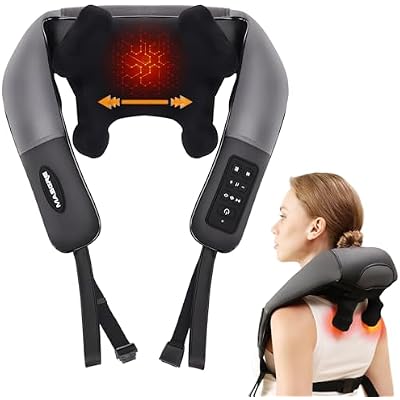 Neck Shoulder Back Massager with Heat, Width Adjustable Cordless Shiatsu Heated Massager for Pain Relief Deep Tissue, Brushless Motor 6D Kneading Massage Gifts for Women Men Mom Dad Birthday Christmas