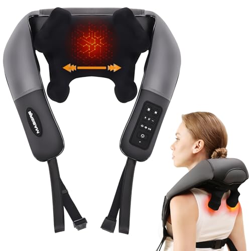 Image of Neck Shoulder Back Massager with Heat, Width Adjustable Cordless Shiatsu Heated Massager for Pain Relief Deep Tissue, Brushless Motor 6D Kneading Massage Gifts for Women Men Mom Dad Birthday Christmas
