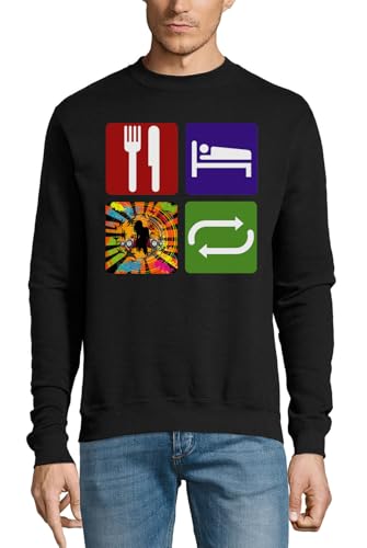 Pull noir coton Eat Sleep Rave Repeat pour rester au chaud durant les concerts