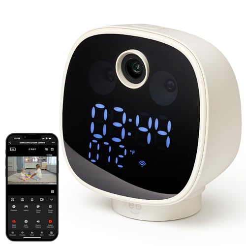 Geeni Smart WiFi Baby Monitor Camera with Clock | Baby Security Camera | 1080p HD Home Security with WiFi Voice Control | Lullabies 2-Way Audio | Night Light | Compatible with Alexa & Google Home
