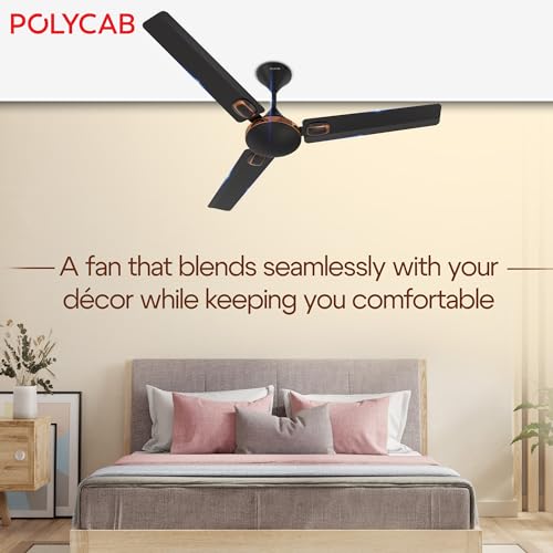 Image of Polycab Aereo Prime 1200mm Star Rated, High Air Delivery Ceiling Fan For Home |100% Copper, 2 years warranty【Smoke Brown】