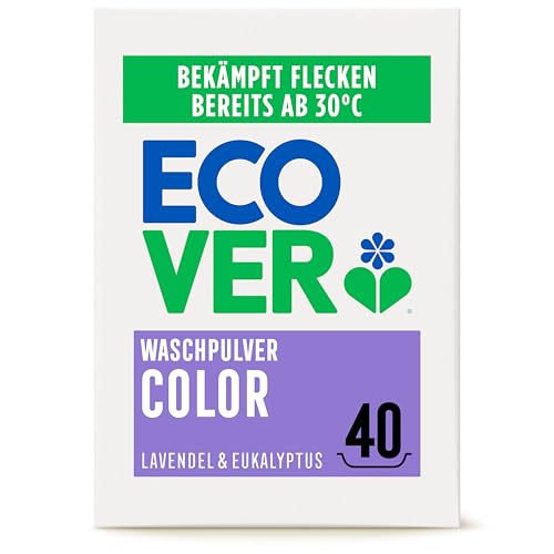 Ecover Color Waschpulver Konzentrat Lavendel (3 kg / 40 Waschladungen), Colorwaschmittel mit pflanzenbasierten Inhaltsstoffen, Waschmittel Pulver für...