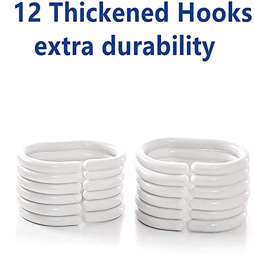 Bfrdollf Bambus Spa - Duschvorhang-Set 180x200 Blickdicht,Wasserdicht, Waschbar,Textil Mit 12 Haken,Kiesel Bambus-Wasserstein Duschvorhang (3,120×200cm) – Bild 6