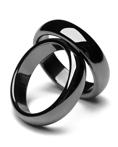 Magnetic Hematite Rings for Women Man Unisex Anxiety Balance Root Chakra, Black Hematite Rings Absorbs Negative Energy