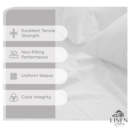 Image of Linen Home 2-Pack King Sheet Set, 100% Cotton Percale Bedding, 8-Piece Value Bundle, Deep Pocket Cooling Bed Sheets for Hot Sleepers, Breathable & Crisp Hotel Quality, Long-Staple Cotton, Snow White