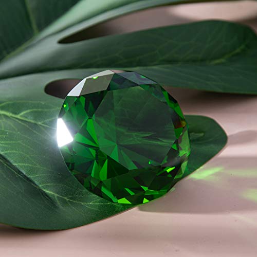 LONGWIN 60mm (2.4") Crystal Faceted Diamond Paperweight Wedding Favor Home Decor (Green, 60mm)