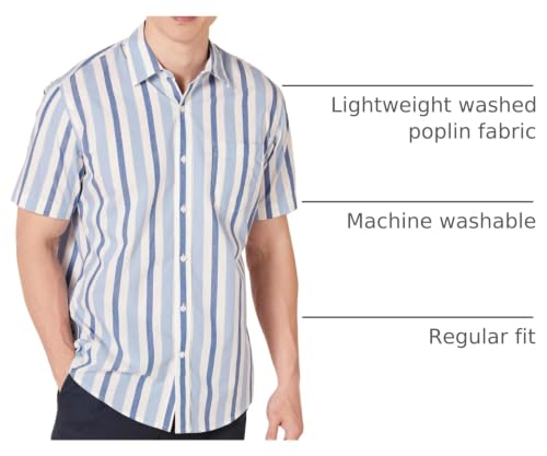 Image of Amazon Essentials Men's Regular-Fit Short-Sleeve Poplin Shirt, Collared, Washed