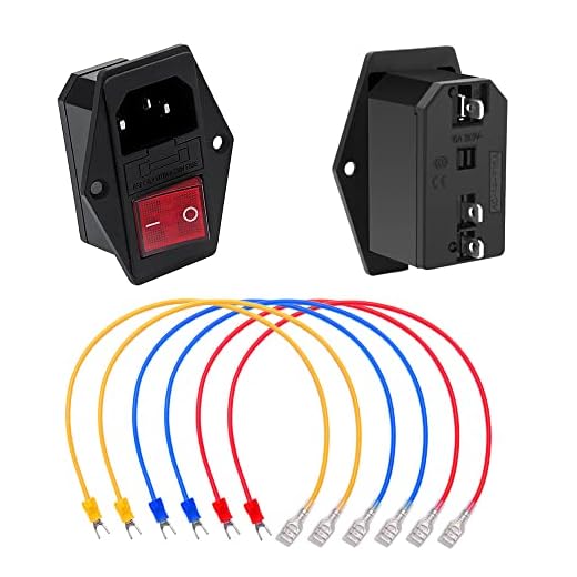 YIXISI 2 Piezas 15A 250V Interruptor Basculante, 3 Pin IEC320 C14 Enchufe de Modulo de Entrada, Interruptor de Alimentación 10A Fusible para Impresora 3D, con 6 Piezas Cableado de 18 AWG