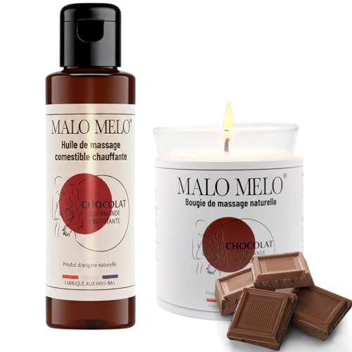 Duo massage sensuel I Huile de massage comestible érotique sexuelle lubrifiante & Bougie de massage sensuelle gourmande I Chocolat