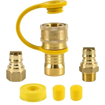 3/4" Male and Female Natural Gas Quick Connect Plug Fittings,Heavy Solid Brass Quick Connect Fittings Convert for Pipe Natural Gas Supply for Generators, Gas Grills, Fire Pits,RV